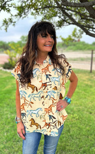 Cotton and Rye.               Wild Horses Button Up
