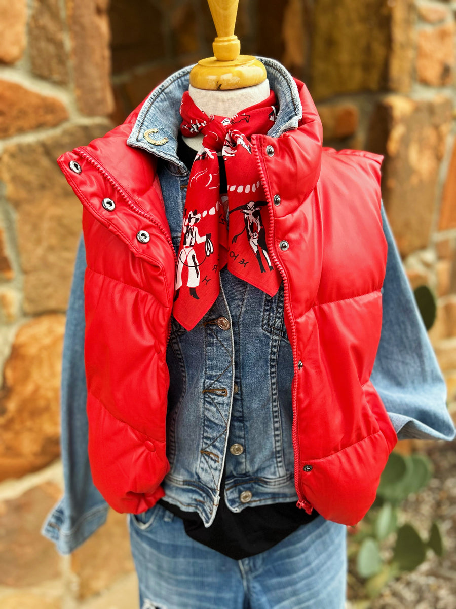 boys red puffer vest