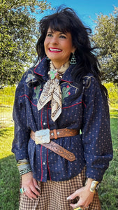 Round Top Western Embroidered Shirt