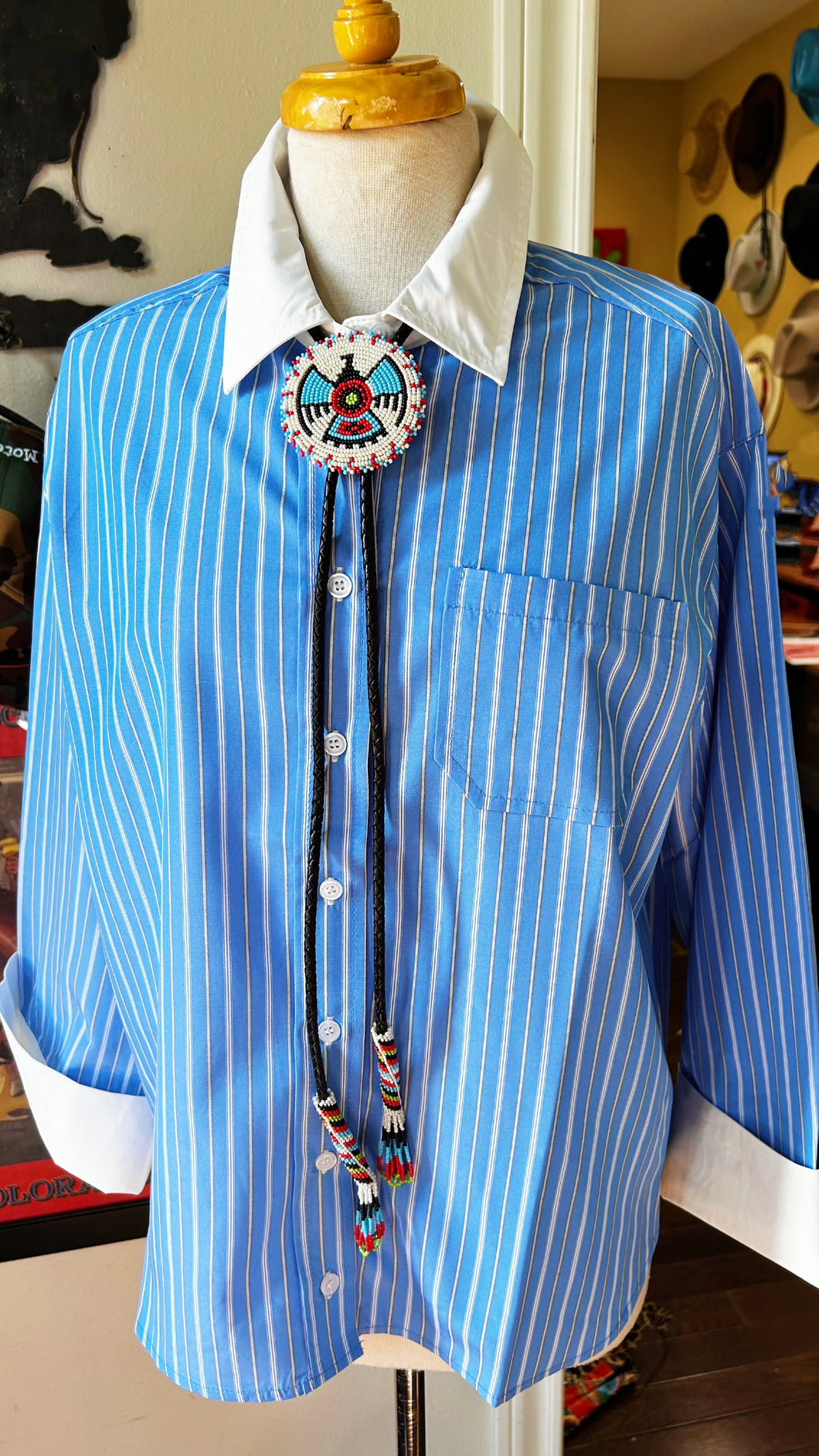 Blue Multi Stripe Button Down