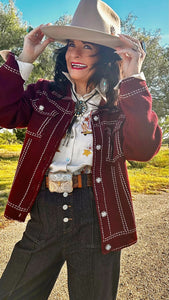 Denim Effect Knit Sweater Jacket