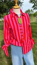 Poppy Pink Striped Top