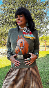 Bucking Horse Buckle w/Tooled Belt