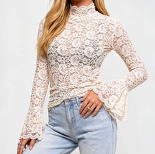 Sheer Ruffle Cuff Lace Top