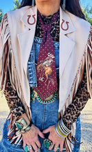 Horseshoe Cream and Tan Fringe Shrug