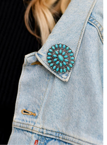 Turquoise Cluster Pin-Pradera - purveyors of the west