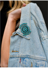 Turquoise Bowtie Cluster Pin-Pradera - purveyors of the west