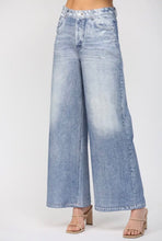 Denim Print French Terry Wide Leg Pants