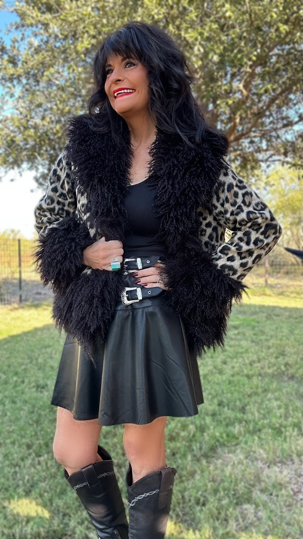 Western Buckle Faux Leather Skort