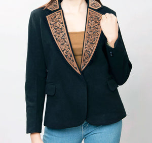 Tooled Leather Blazer