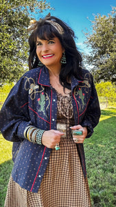Round Top Western Embroidered Shirt