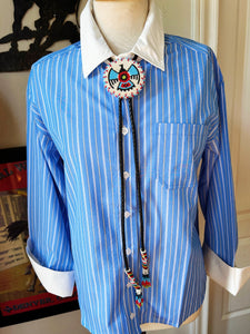 Blue Multi Stripe Button Down