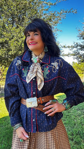 Round Top Western Embroidered Shirt