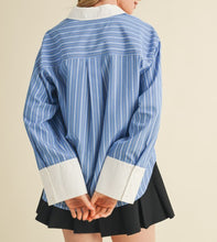 Blue Multi Stripe Button Down