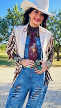 Horseshoe Cream and Tan Fringe Shrug