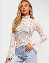 Sheer Ruffle Cuff Lace Top