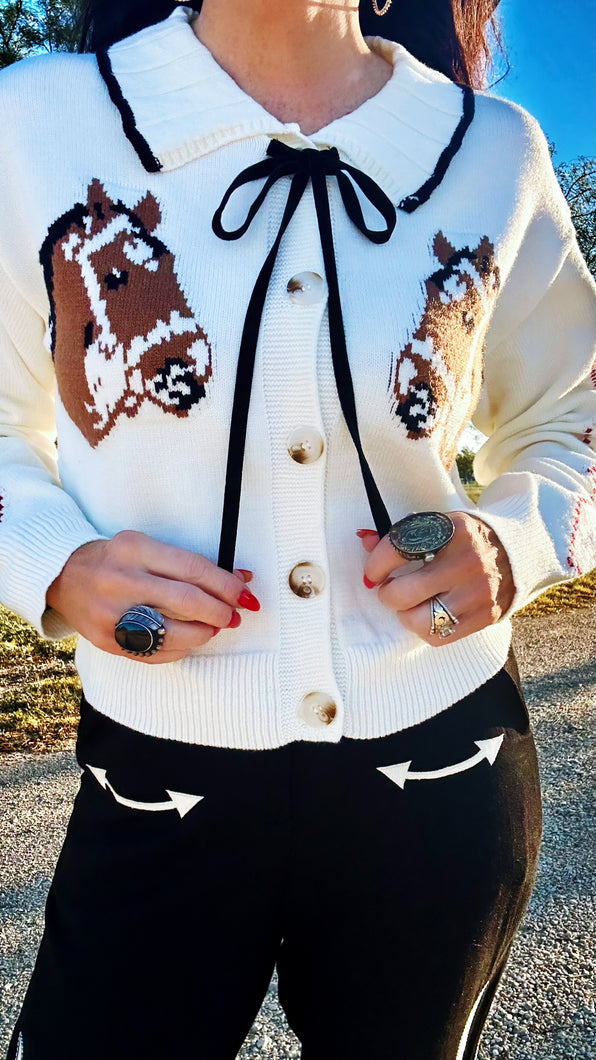 El Caballo Bow Tie Cardigan Sweater