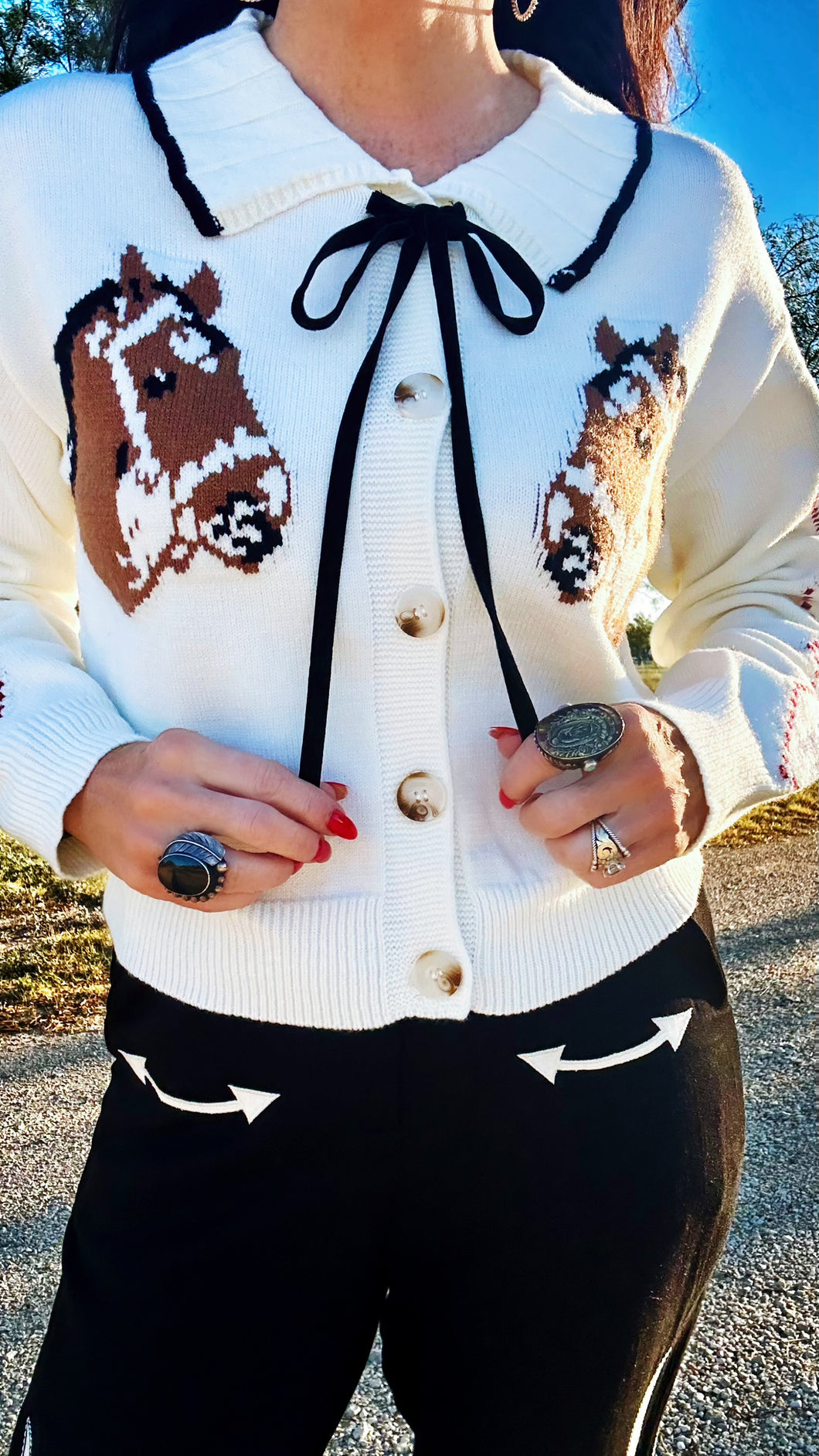 El Caballo Bow Tie Cardigan Sweater