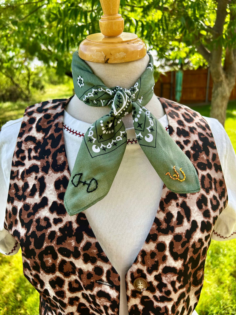 Embroidered Horse bit Bandana