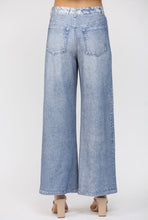 Denim Print French Terry Wide Leg Pants