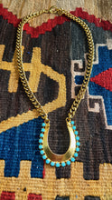 Turquoise And Gold Horseshoe Necklace