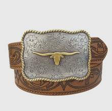 Longhorn Buckle w/Tooled Belt
