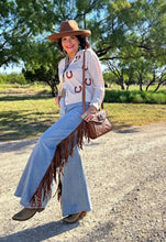 Fringe Wide Leg Denim Jeans
