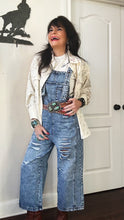 Distressed Wide Leg Overalls