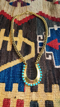 Turquoise And Gold Horseshoe Necklace