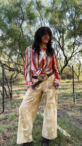 Western Print Wide Leg Pants