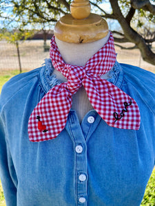 My Love Gingham Embroidered Bandana