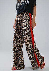 Lulu Leopard Pants with Red Stripe