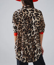 Lulu Leopard Button Up with Red Detail