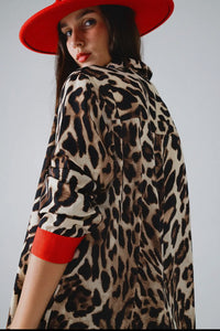 Lulu Leopard Button Up with Red Detail