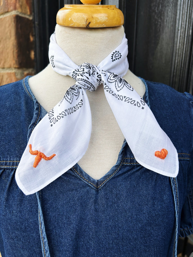 Embroidered Longhorn Bandana