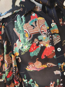 Black Wagon Wheel Chiffon Blouse