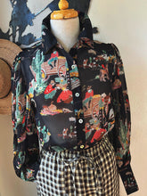 Black Wagon Wheel Chiffon Blouse