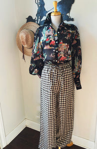 Black Wagon Wheel Chiffon Blouse