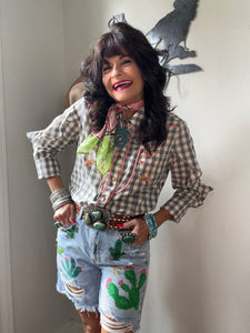 Western Embroidered Cactus 🌵 Blouse