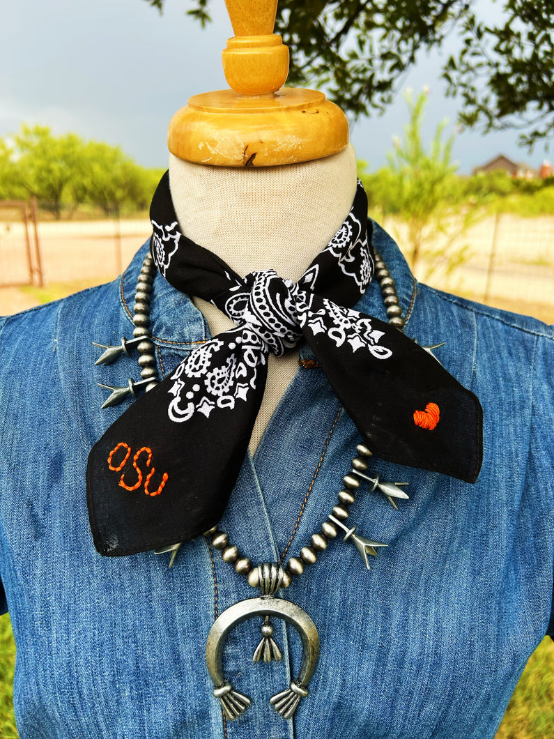 Embroidered Oklahoma State Bandana