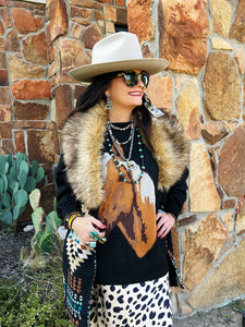 Carly Aztec Fur Collar Vest