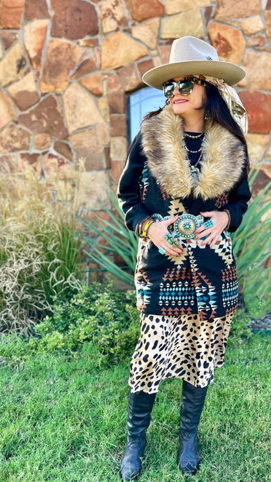 Carly Aztec Fur Collar Vest