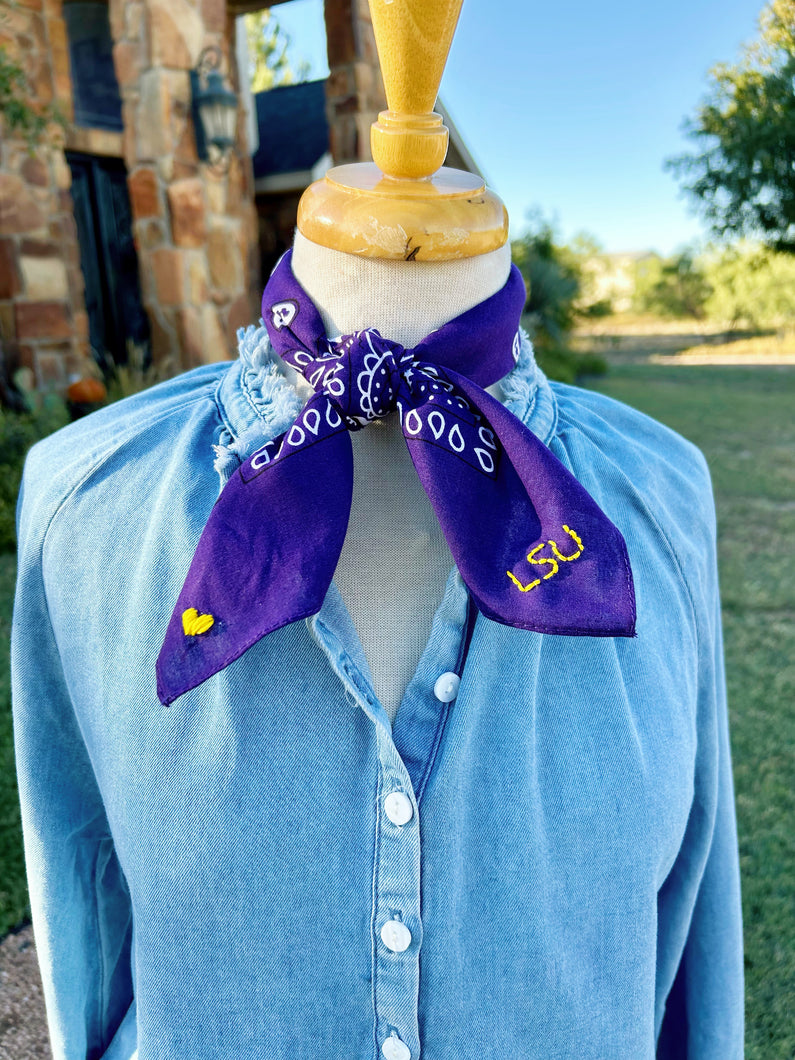 Embroidered LSU Bandana