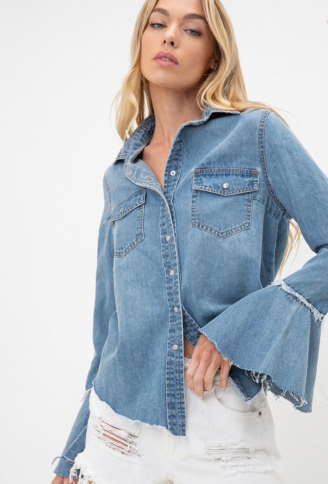 Miranda Snap Up Denim Shirt-Pradera - purveyors of the west